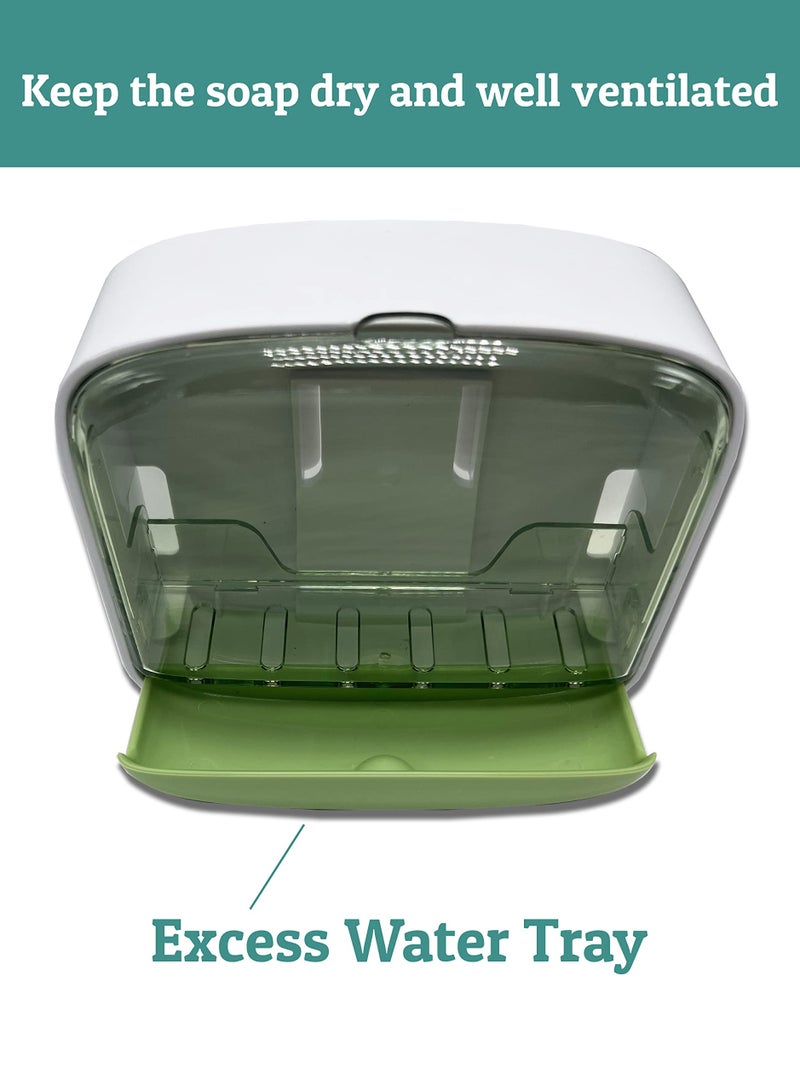 BORTONY Bar Soap Holder Shower Caddy 2 Pack Shower Soap Holder with Lid Waterproof and Leakproof Soap Container Soap Saver Strong Self Adhesive Soap Holder for Home Travel Camping  - Image 4