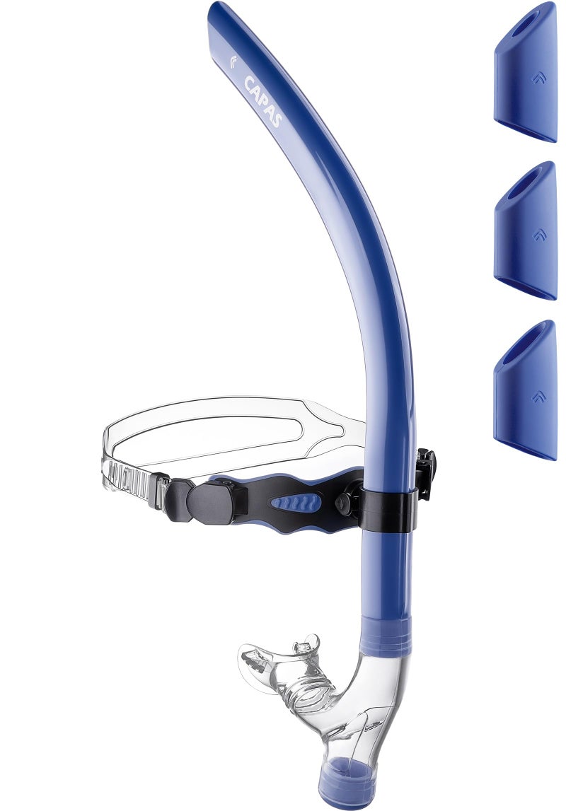 CAPAS Training Swim Snorkel for Lap Swimming, Swivel Headband Ultimate Fit Center-Mount Swimmers Snorkel with Liquid Silicone Mouthpiece Adjustable Strap, Designed for Adult Men Women - Image 1