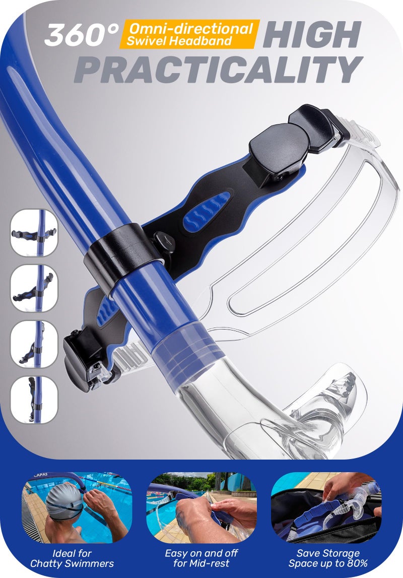 CAPAS Training Swim Snorkel for Lap Swimming, Swivel Headband Ultimate Fit Center-Mount Swimmers Snorkel with Liquid Silicone Mouthpiece Adjustable Strap, Designed for Adult Men Women - Image 5