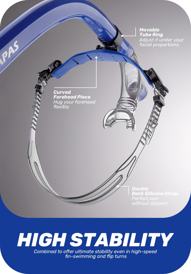 CAPAS Training Swim Snorkel for Lap Swimming, Swivel Headband Ultimate Fit Center-Mount Swimmers Snorkel with Liquid Silicone Mouthpiece Adjustable Strap, Designed for Adult Men Women - Image 4