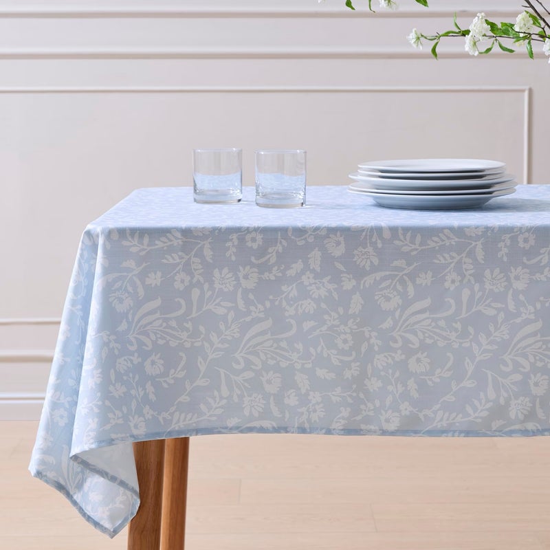 Nestinco Light Blue Ditsy Toile Floral Tablecloth, 52" x 70" Rectangle Tablecloth for Everyday Dining, Waterproof & Stain Resistant, French Country Style - Image 1