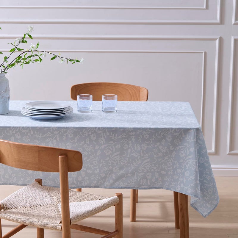 Nestinco Light Blue Ditsy Toile Floral Tablecloth, 52" x 70" Rectangle Tablecloth for Everyday Dining, Waterproof & Stain Resistant, French Country Style - Image 3