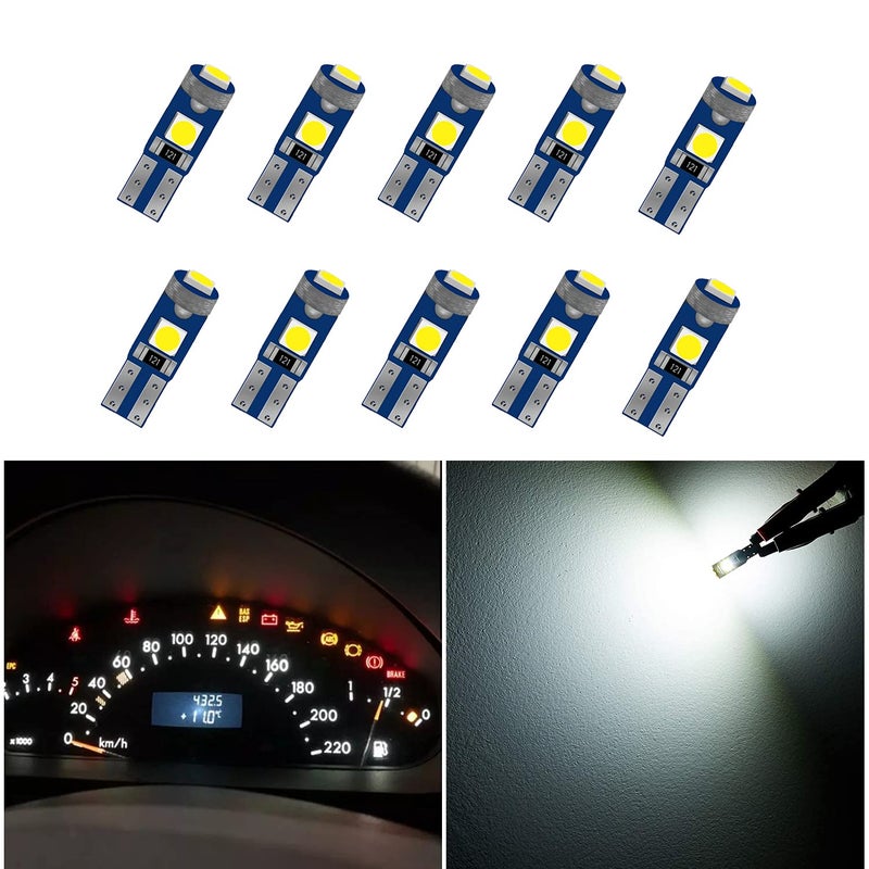 10 قطع لمبات LED T5 أضواء لوحة العدادات فائقة السطوع 17 37 70 74 لمبات LED لمقبس T5 لداخل السيارة لوحة العدادات لوحة الأدوات مجموعة العدادات أضواء المؤشرات