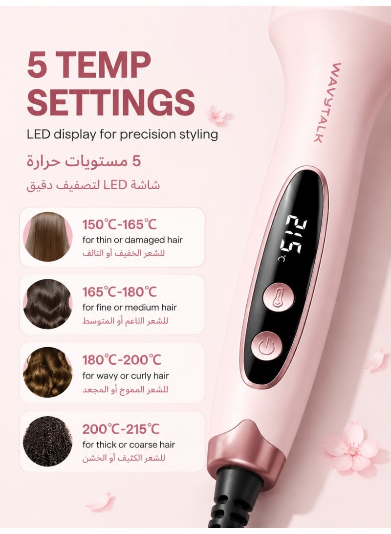 Wavytalk Thermal Brush, Blowout Boost 1.5 inch Heated Round Brush for Blowout Look, Dual Voltage, Tourmaline Ceramic, Negative Ion Tech, 5 Heat Settings for All Hair Types, Less Heat Damage, Pink - Image 5
