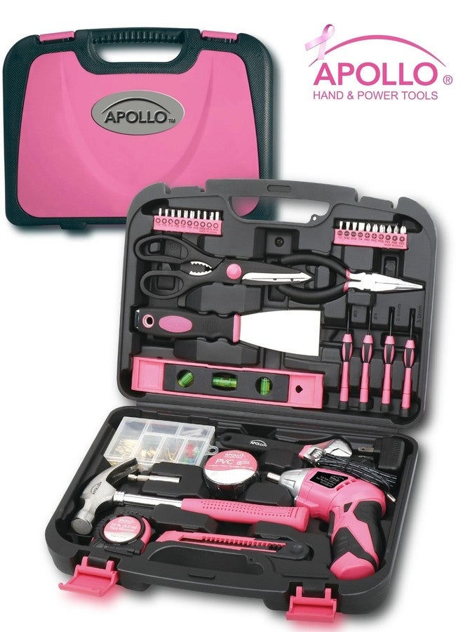 Apollo Tools 135 Piece Household Pink Hand Tools Set with Pivoting Dual-Angle 3.6 V Lithium-Ion Cordless Screwdriver - DT0773N1 - Image 2