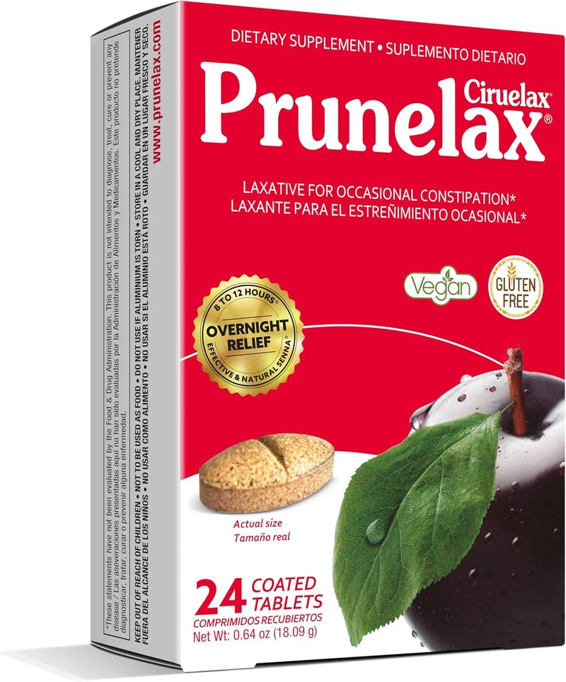 Prunelax Prunelax Ciruelax Regular Strength Laxative Tablets - Overnight Relief for Occasional Constipation, Senna Extract, Vegan & Gluten-Free, Fast-Acting Gentle Relief - 24ct 