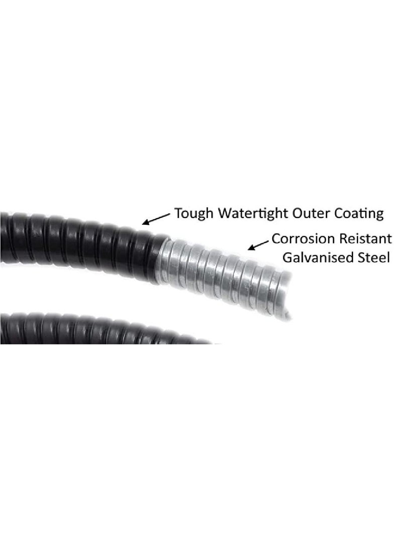 Generic - Reliable Electrical PVC Coated Galvanized Steel Flexible Conduit Pipe Black For Protection Of Cable And Wire 15 Meter - Image 1