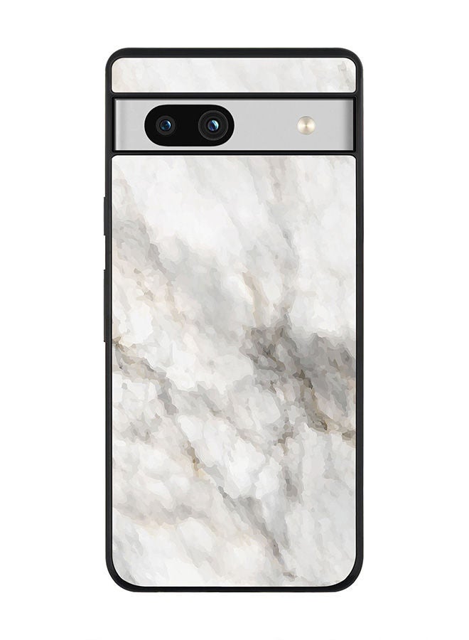Stylizedd Rugged Black edge case for Google Pixel 7a 5G Slim fit Soft Case Flexible Rubber Edges Anti Drop TPU Gel Thin Cover -  Marble Print Beige Grey - Image 1