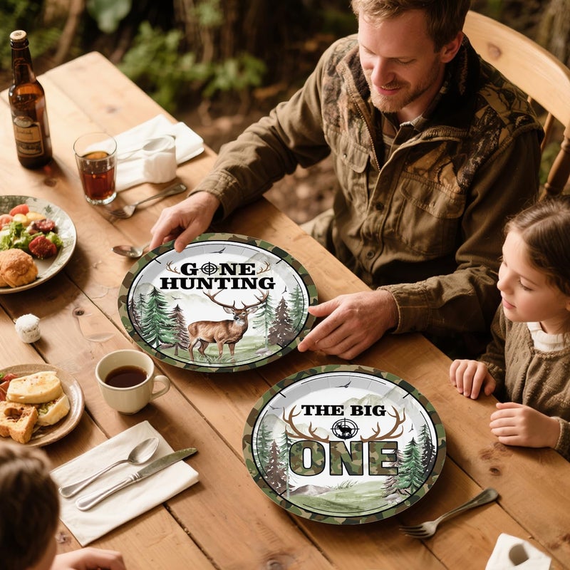 Xynic 193pcs The Big One Hunting Birthday Party Decorations for Boys, The Big One Deer Party Decorations with Tableware Set Banner Hanging Tablecloth Balloon Cupcake Topper Centerpiece, Serves 25 - Image 5