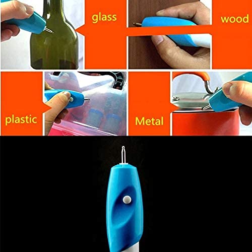 Naitik Creation Plastic Name Writing Power Engraving Pen Etching Carving It Engraver Machine Electric with Tool Nib for Glass Wood, Metal, Jewellery (White & Blue) - Image 4