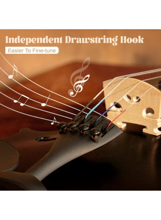 مايك ميوزيك مجموعة كمان للطلاب من خشب القيقب 4/4 كمان كامل الحجم للمبتدئين كمان أسود مع قوس وجسر راتنج وحقيبة حمل - Image 4