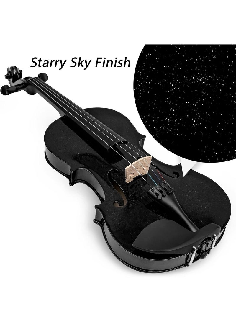 مايك ميوزيك مجموعة كمان للطلاب من خشب القيقب 4/4 كمان كامل الحجم للمبتدئين كمان أسود مع قوس وجسر راتنج وحقيبة حمل - Image 2