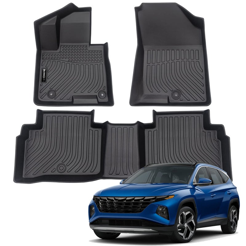 Auxko All Weather Floor Mats for 2025 20242022 Hyundai Tucson Gasoline TPE Liners Set Tucson Accessories All Season Guard Odorless AntiSlip Floor Mats for 1st 2nd Row