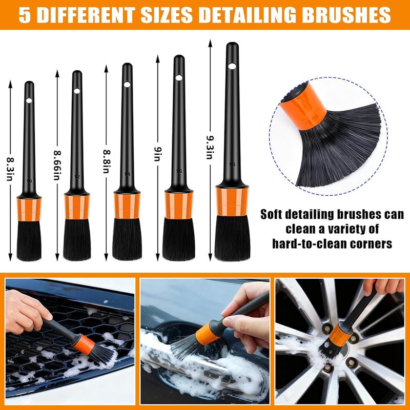AUTODECO Car Wash Detailing Kit Cleaning Kits with Foam Gun Sprayer, Car Wash Brush and Large Wash Mitt Duster for Car Interior and Exterior Cleaning (Orange) - Image 4