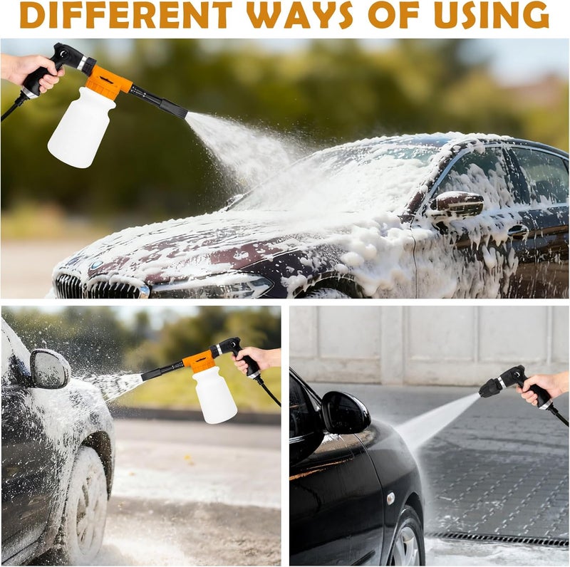 AUTODECO Car Wash Detailing Kit Cleaning Kits with Foam Gun Sprayer, Car Wash Brush and Large Wash Mitt Duster for Car Interior and Exterior Cleaning (Orange) - Image 3