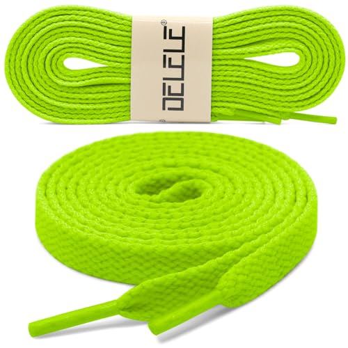 DELELE 2 Pair 51 inch Flat Shoe laces 5/16" Wide Shoelaces for Athletic Running Sneakers Shoes Boot Strings Fluorescent Green - Image 2