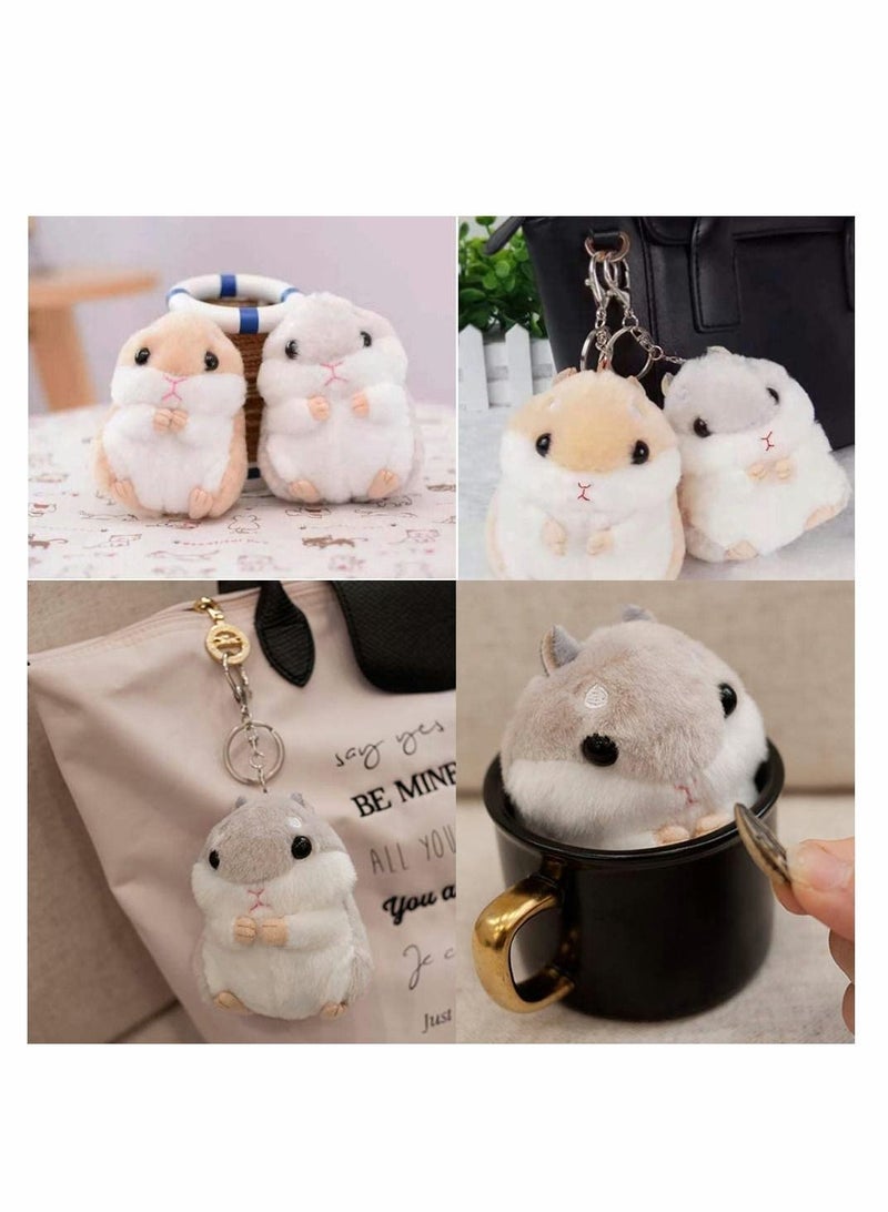 Plush Hamster Keychains Stuffed Animal Keyring Pendant Purse Backpack Handbag Charms 2 Pack  - Image 2