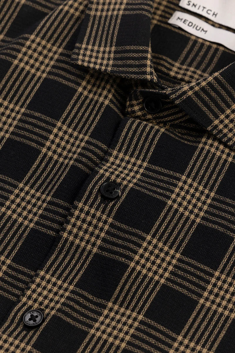 SNITCH Crosshatch Brown & Black Checks Shirt
