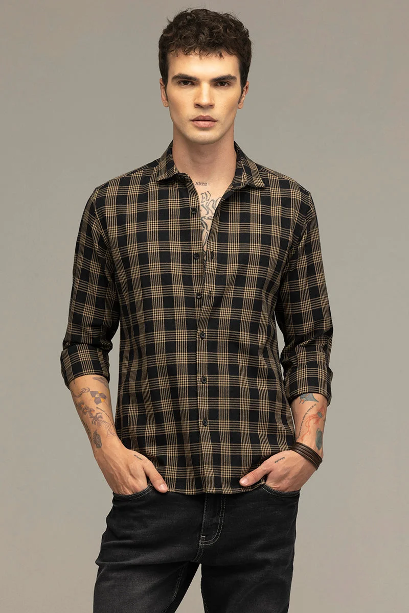 SNITCH Crosshatch Brown Checks Shirt
