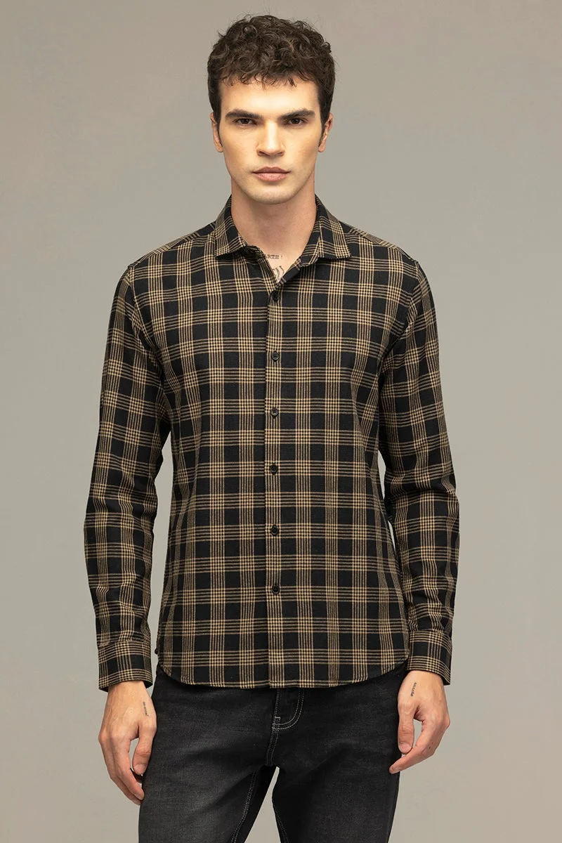 SNITCH Crosshatch Brown Checks Shirt