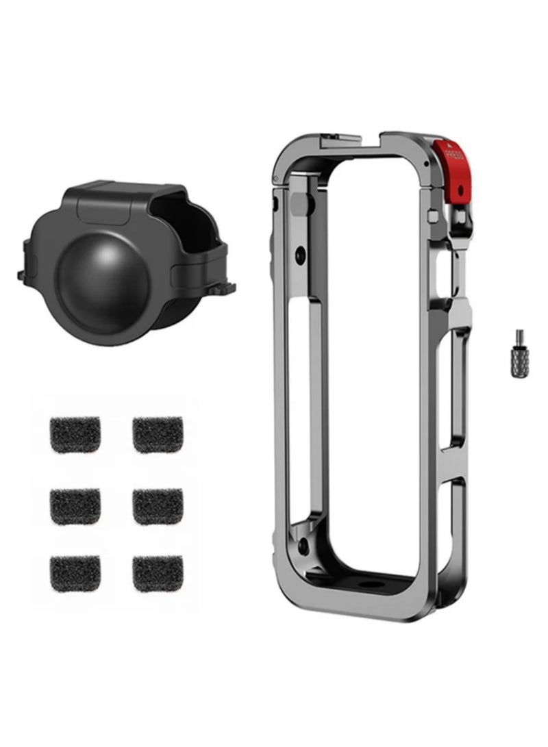 Magnetic Metal Frame Rabbit Cage for Insta360 X5 Protective Case with Cold Shoe 1/4 Expansion Bracket Aluminum Protective Case Built in Cold Shoe for Insta360 X5 with Silicone Lens Cover - Image 1