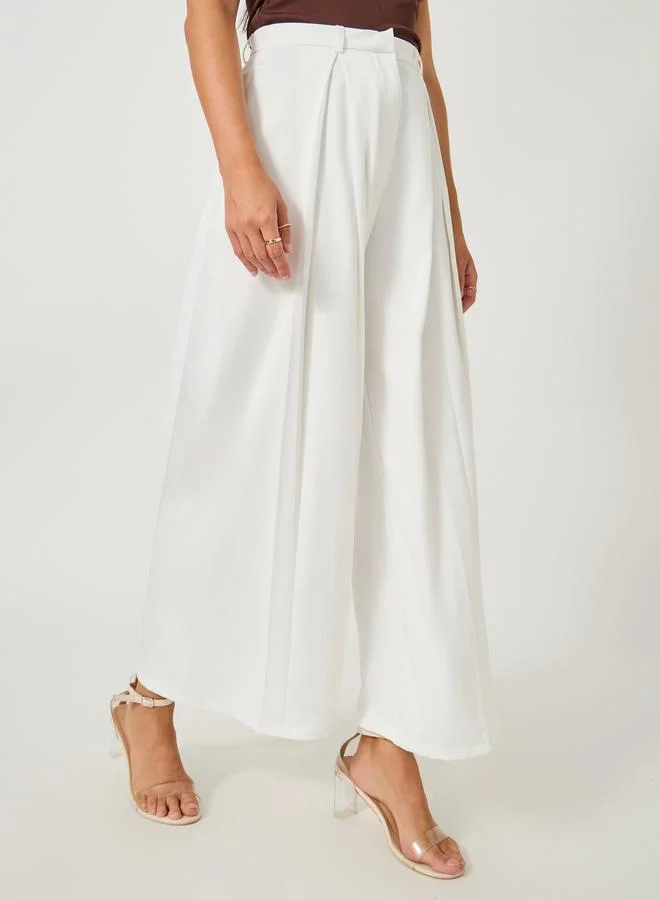ستايلي Styli Solid Inverted Pleated Wide Leg Pants