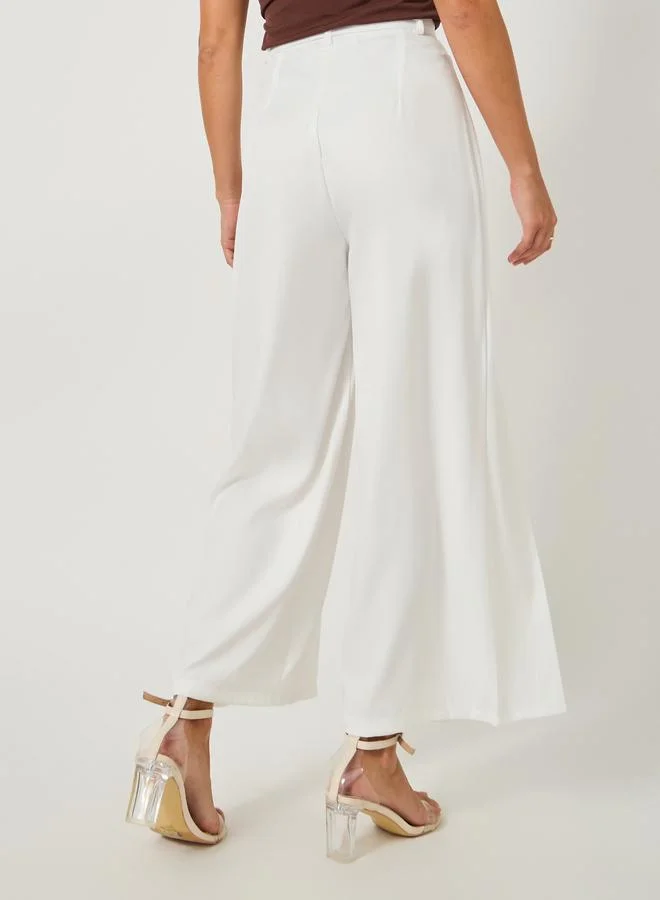 Styli Styli Solid Inverted Pleated Wide Leg Pants