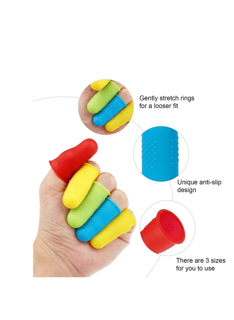 Generic 15 Pieces Silicone Hot Glue Gun Finger Caps, 5Colors Finger Guard Protectors or Hot Glue Wax Rosin Resin Honey Adhesives Scrapbooking Sewing in 3 Sizes Red Blue Yellow Green Orange  - Image 3