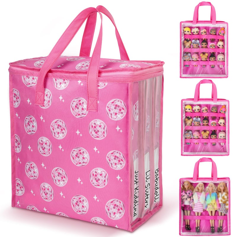 Primo Lines 4 Pack Doll Storage Organizer Compatible with Barbie Dolls 12Inch Toy Storage Bag Compatible with LOL Surprise Dolls Toy Travel Carrying Case for Girls Boys with Label Handle Bags Only - Image 3