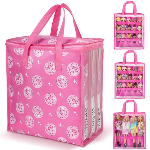 Primo Lines 4 Pack Doll Storage Organizer Compatible with Barbie Dolls 12Inch Toy Storage Bag Compatible with LOL Surprise Dolls Toy Travel Carrying Case for Girls Boys with Label Handle Bags Only - Image 1