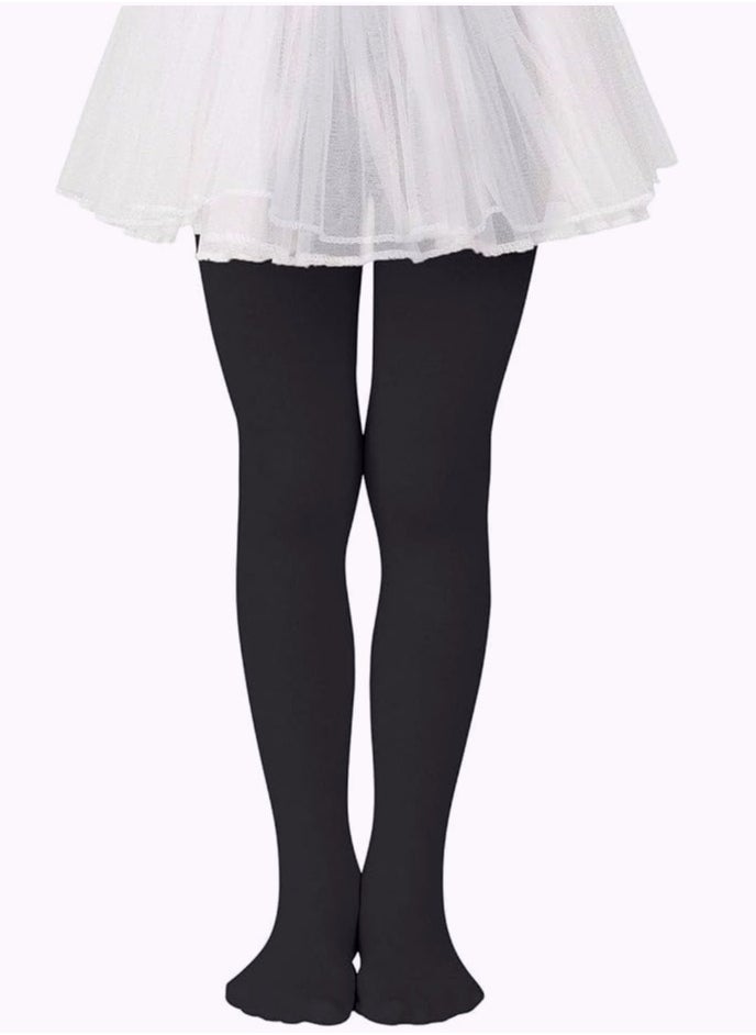Perfectory School Uniform Tights for Girls Ballet Dance Footed Tight Ultra Soft-Black-3 Pairs  - Image 2