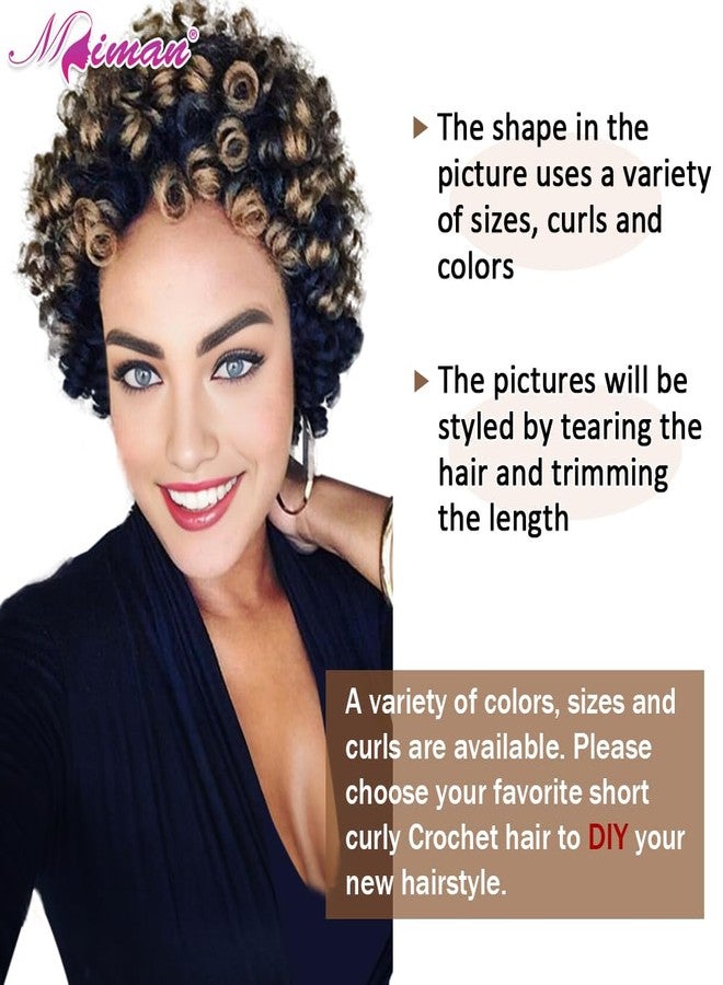 MIMAN 3 Packs 10 Inch Short Curly Crochet Hair Braids for Black Women16MM Bouncy Spiral Curls Crochet Braided Hair Extension for Women DIY Mohawk Afro Braided Hairstyle(Black to Blonde) - Image 2