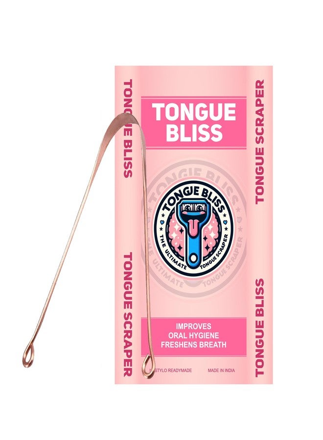 Bague Copper Tongue Cleaner For Kids & Adults Ayurvedic Tongue Scraper For Bad Breath (Round pack of 1 - Image 1