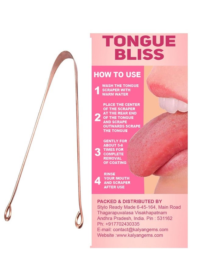 Bague Copper Tongue Cleaner For Kids & Adults Ayurvedic Tongue Scraper For Bad Breath (Round pack of 1 - Image 2