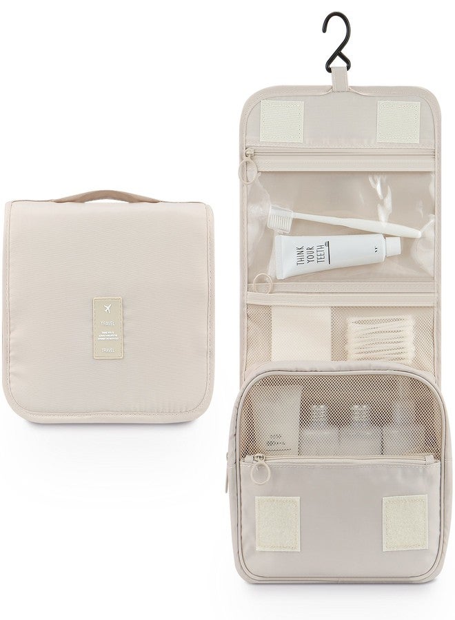 Mossio Hanging Toiletry Bag - Large Cosmetic Makeup Travel Organizer for Men & Women with Sturdy Hook (Beige) - Image 2