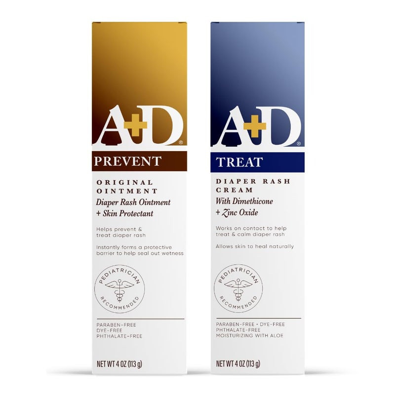 إيه + دي A+D Original Diaper Rash Ointment + Zinc Oxide Diaper Rash Cream 4oz Variety Pack - Prevents  Treats - Moisturizing Skin Protectant With Vitamins A  D - Image 1
