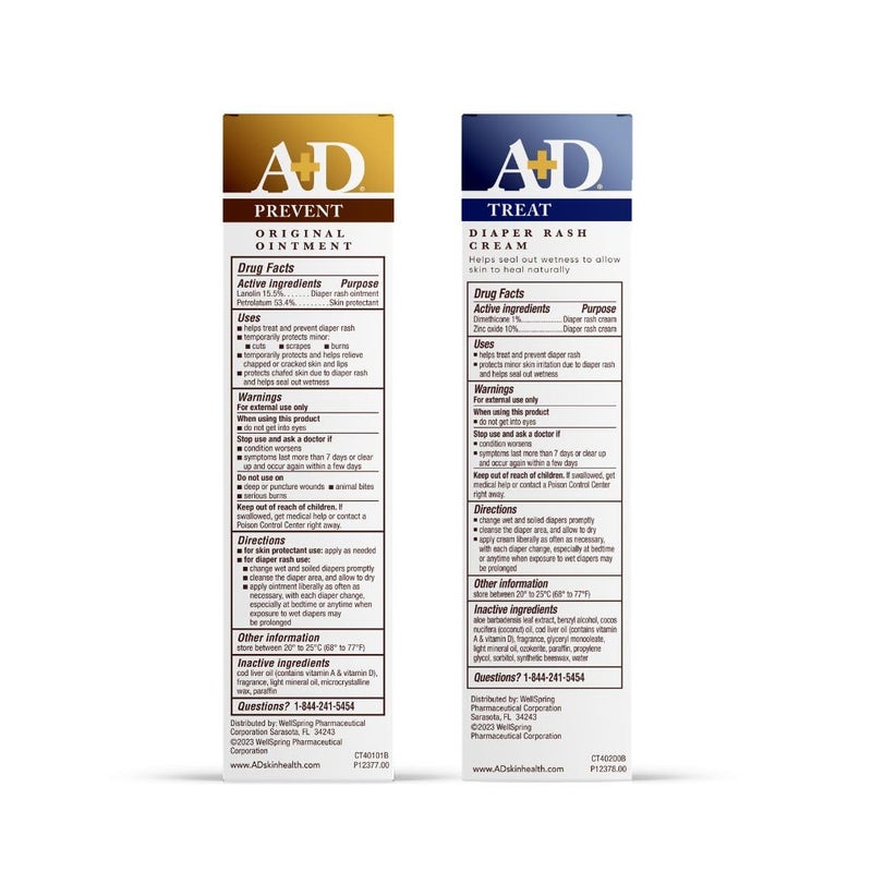 إيه + دي A+D Original Diaper Rash Ointment + Zinc Oxide Diaper Rash Cream 4oz Variety Pack - Prevents  Treats - Moisturizing Skin Protectant With Vitamins A  D - Image 2