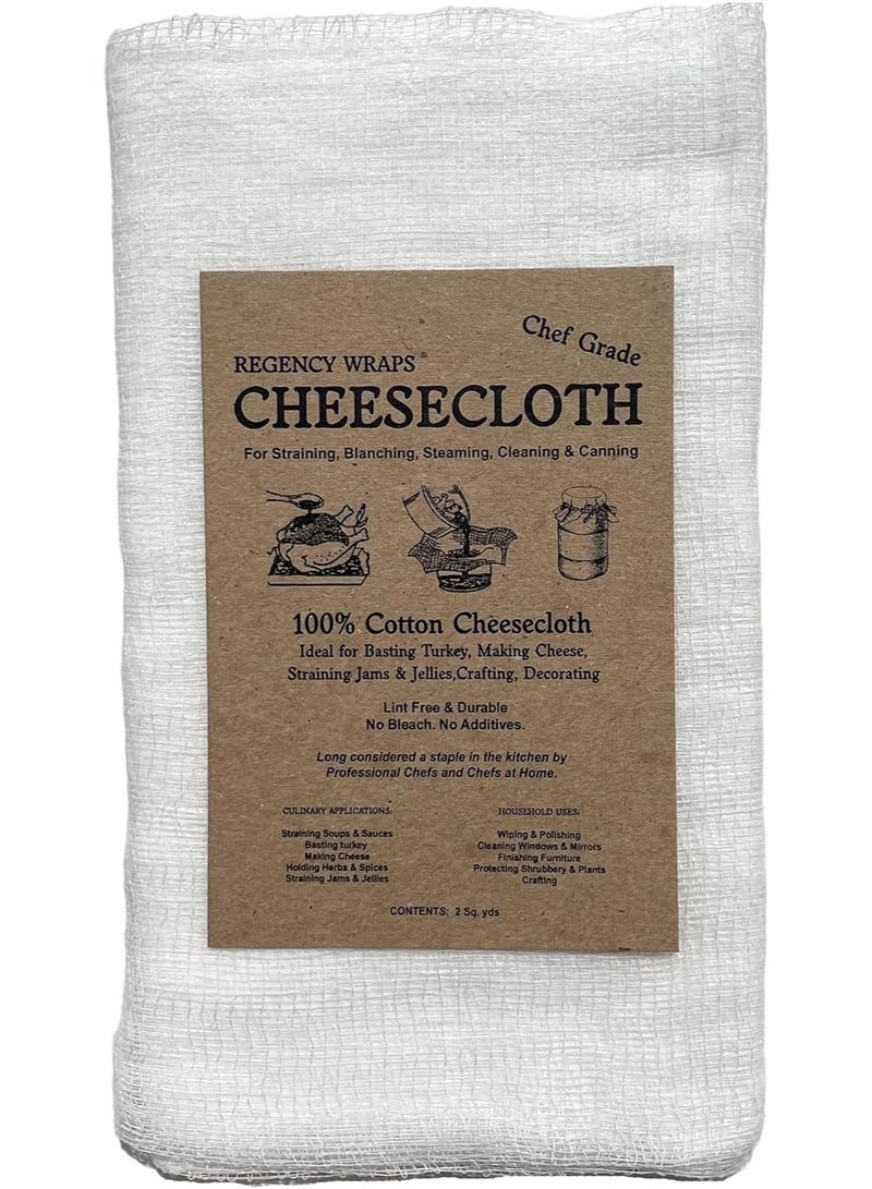 Regency Wraps Chef-Grade 100% Cotton Cheese Cloth 36"X72" (2yds), Bleach & Dye Free, Food Safe For Cooking, Straining, Roasting Turkey, Durable Cheese Cloths for Crafting, Canning - Image 1
