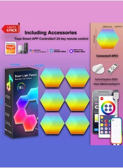 Bukela Smart Hexagon RGBIC Wi-Fi LED Panels - Music Sync Gaming Lights with APP Control, 6-Pack Remote Wall Lights for Living Room & Home Decor (Ideal Gift)  - Image 1