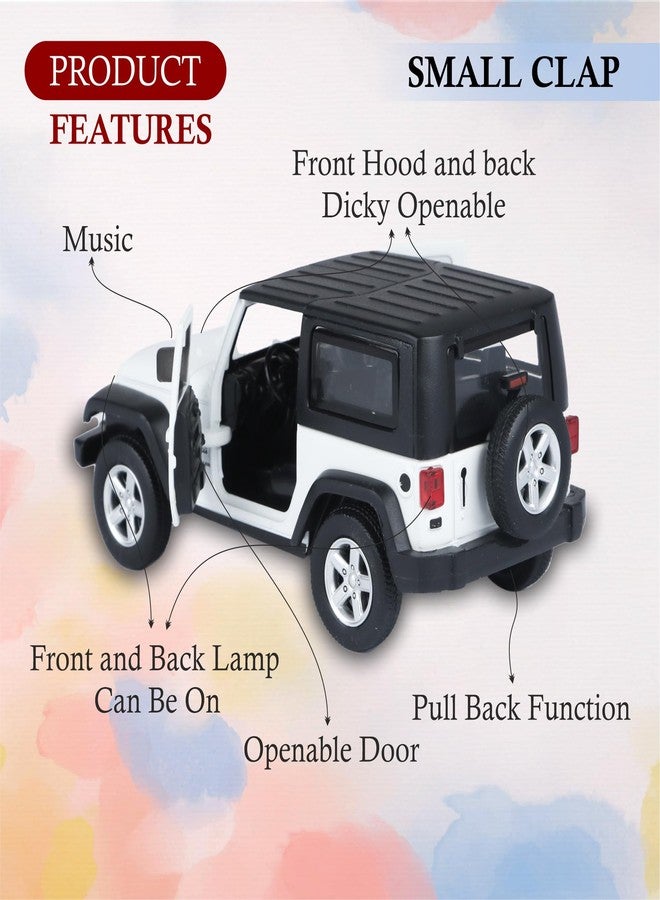 SMALL CLAP® Speed Metal 1:32 Jeep Wrangler Diecast Openable Door Function for 3 Years & Above (White) - Image 2