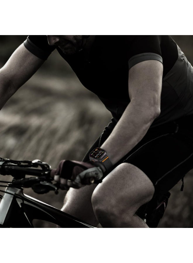 إكس ليفيل سوار رياضي مرن لساعة أبل ألترا، ٤٩ مم، ٤٦ مم، ٤٥ مم، ٤٤ مم، للرجال، مع حزام نايلون ناعم قابل للتعديل، مع مشبك مظلة، وحزام نايلون عريض من قماش مرن، مناسب لساعات آي واتش السلسلة ٨/٧/SE/٦/٥/٤/٣/٢/١، لون أسود. - Image 3