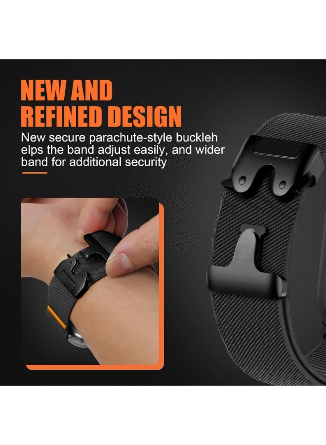 إكس ليفيل سوار رياضي مرن لساعة أبل ألترا، ٤٩ مم، ٤٦ مم، ٤٥ مم، ٤٤ مم، للرجال، مع حزام نايلون ناعم قابل للتعديل، مع مشبك مظلة، وحزام نايلون عريض من قماش مرن، مناسب لساعات آي واتش السلسلة ٨/٧/SE/٦/٥/٤/٣/٢/١، لون أسود. - Image 4