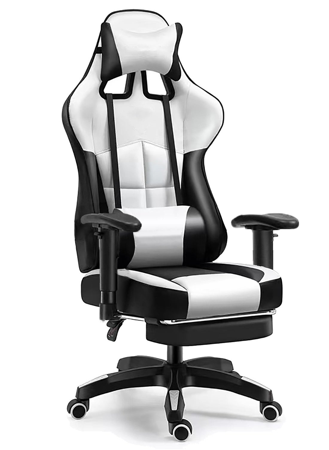 Gaming Office Chair with Footrest Ergonomic Leather Video Game Chair Adjustable Armrest High Back Gamer Chair with Headrest and Lumbar Support 