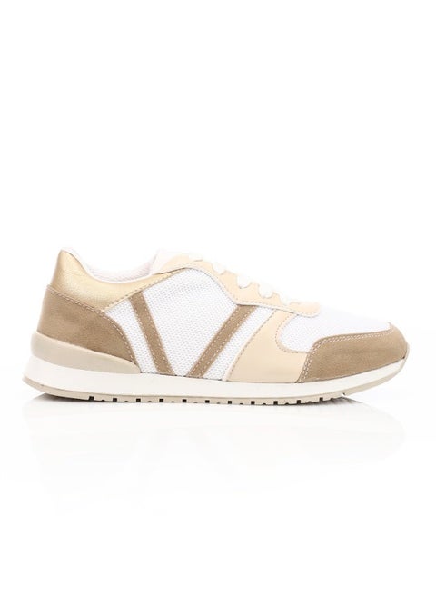 Simple Duo Casual Sneakers - Beige & White
