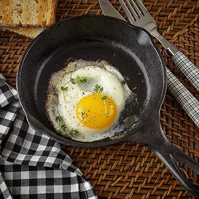 MOZUVE 6 Inch Cast Iron Skillet Frying Pan With DripSpouts PreSeasoned Oven Safe Cookware Camping Indoor And Outdoor Cooking Grill Safe Restaurant Chef Quality - Image 5