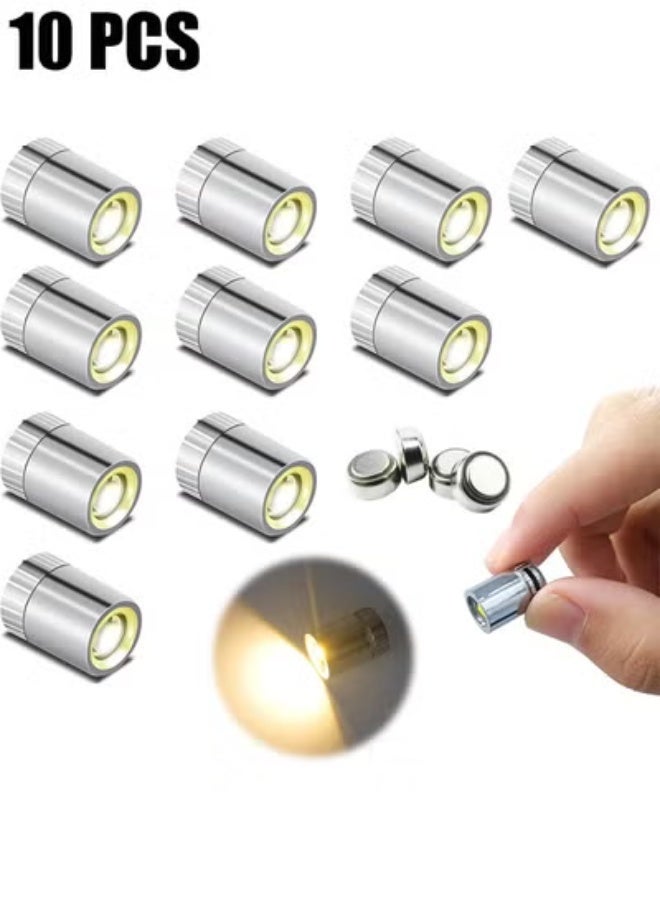 10 عبوات من الأضواء الكاشفة LED اللاسلكية الصغيرة - أضواء مصغرة لاسلكية بيضاء دافئة تعمل بالبطارية للفن وعرض المجوهرات والخزائن ومشاريع DIY (أبيض دافئ) - Image 1