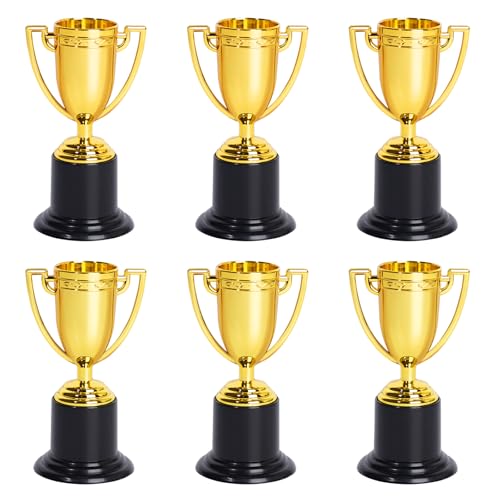 ZZYFGH 6 Pack Mini Gold Award Trophy Cup for Kids and Adults, 4 Inch Plastic Trophies for Sports, Party Favors, Tournaments, Competitions (6 Pack) - Image 1