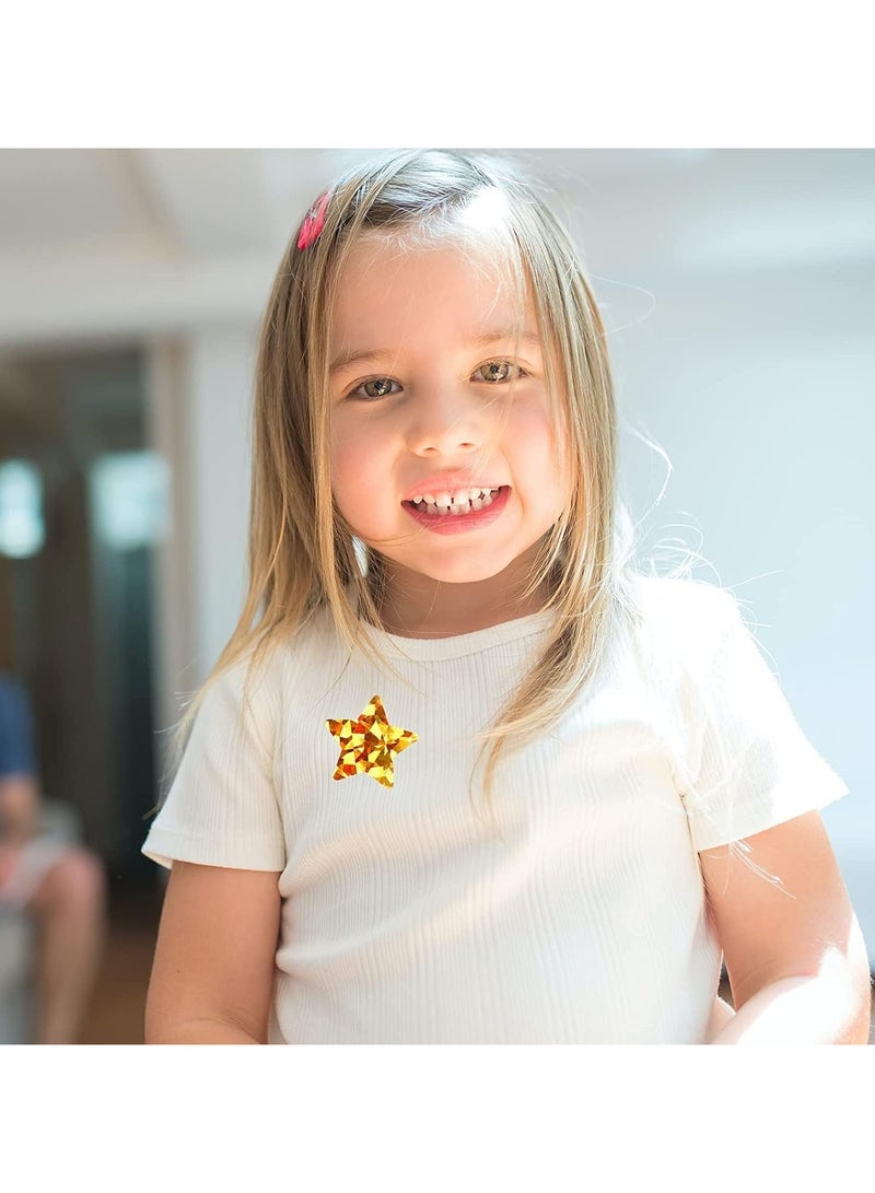 FengSVMA 1.5" Large Holographic Gold Star Stickers for Kids Reward, 500 Pcs Foil Star Stickers Roll for Behavior Chart, Student Planner and School Classroom - Image 3
