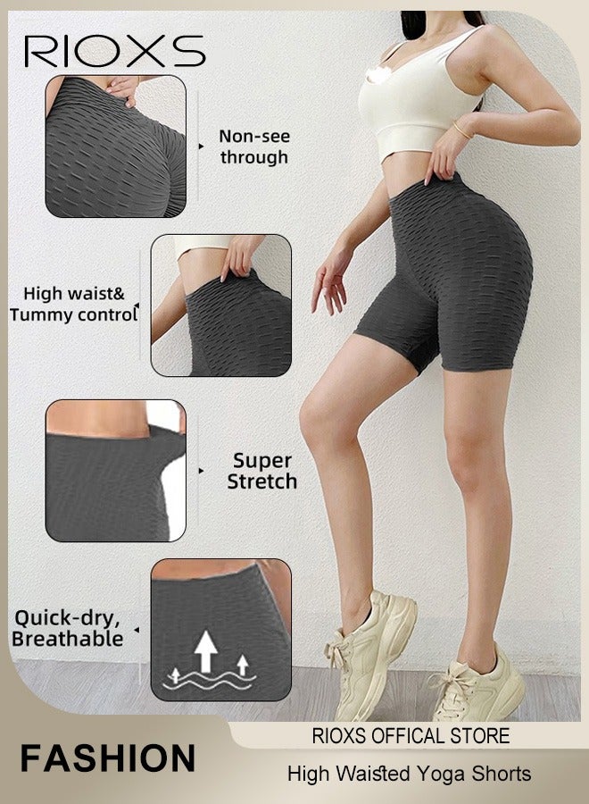 RIOXS Women's Shorts,High Waisted Tummy Control Shorts,Soft Comfy Short Leggings For Women,Ladies Stretch Training Short Pants For Yoga Athletic Workout Training,Biker Under Shorts  - Image 4
