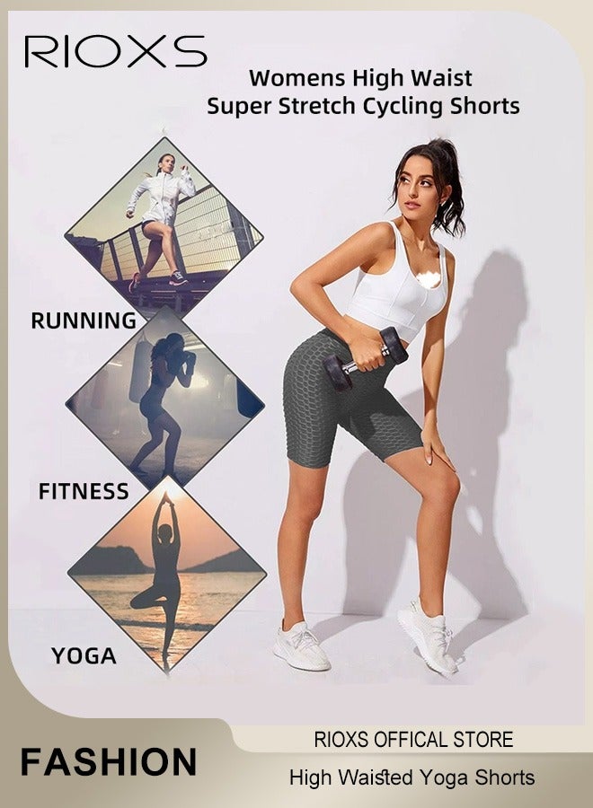 RIOXS Women's Shorts,High Waisted Tummy Control Shorts,Soft Comfy Short Leggings For Women,Ladies Stretch Training Short Pants For Yoga Athletic Workout Training,Biker Under Shorts  - Image 3